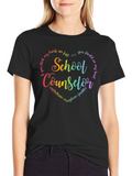 School Counselor Rainbow Heart T-Shirt