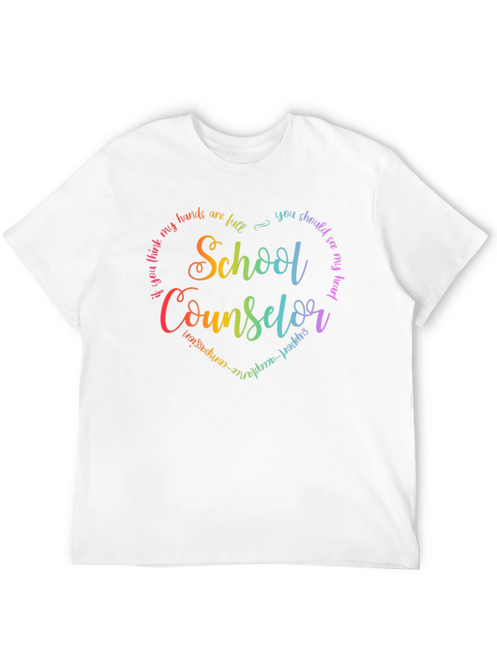 School Counselor Rainbow Heart T-Shirt