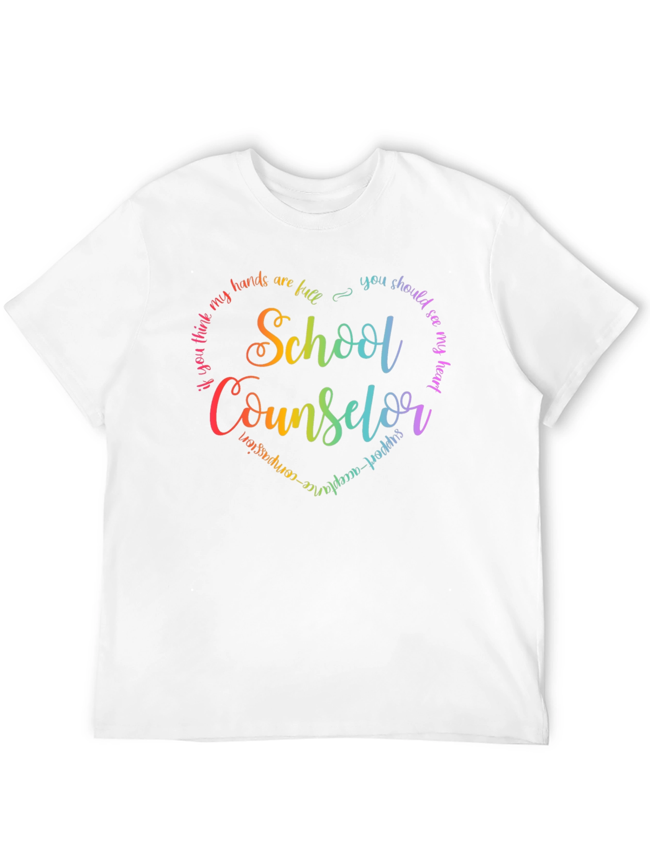 School Counselor Rainbow Heart T-Shirt