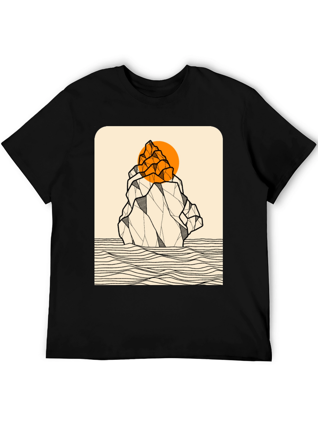 Geometric Mountain Graphic Tee - Black