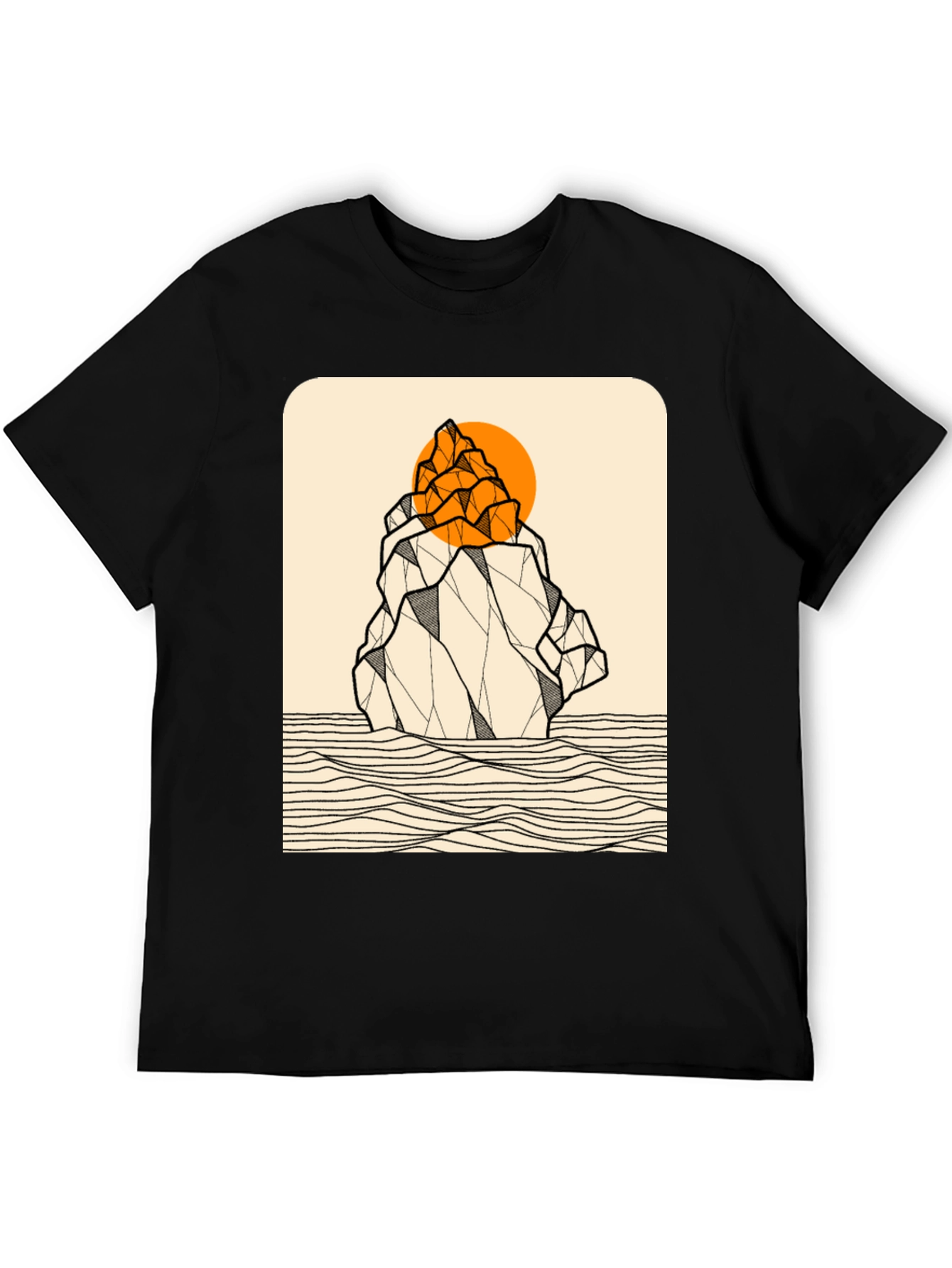 Geometric Mountain Graphic Tee - Black