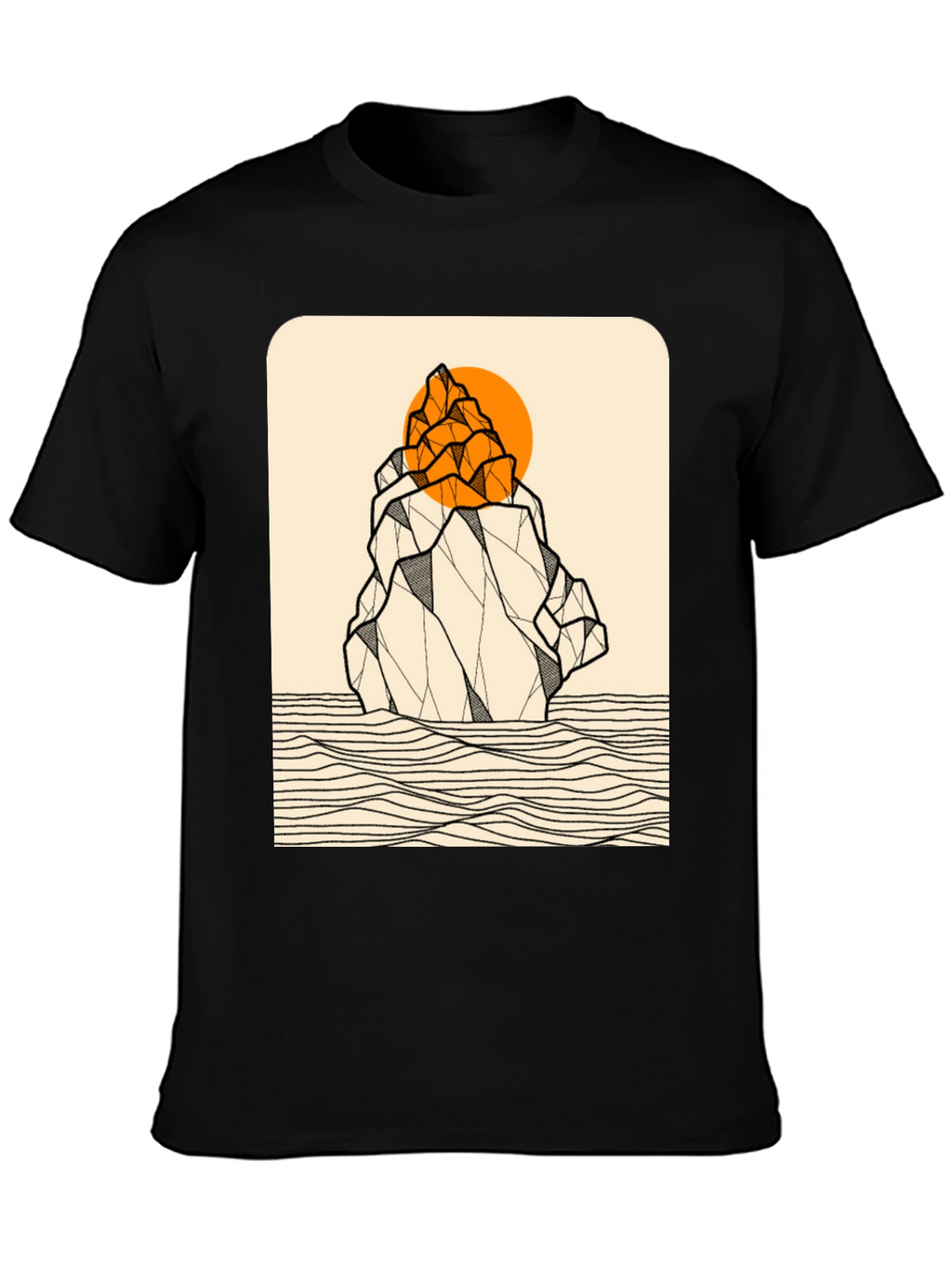 Geometric Mountain Graphic Tee - Black
