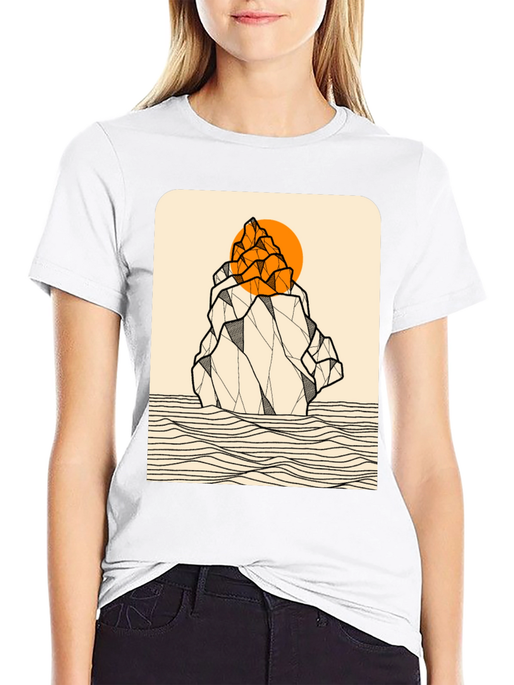 Geometric Mountain Graphic Tee - Black