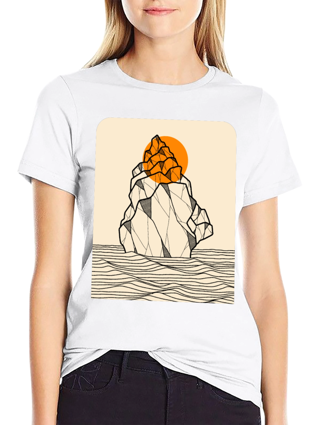 Geometric Mountain Graphic Tee - Black