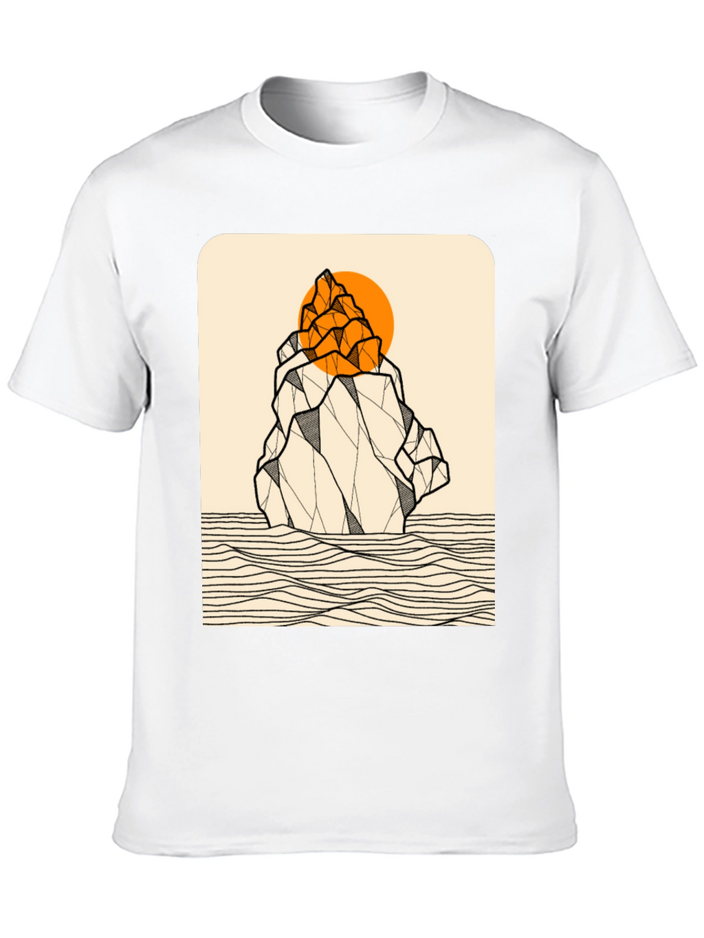 Geometric Mountain Graphic Tee - Black