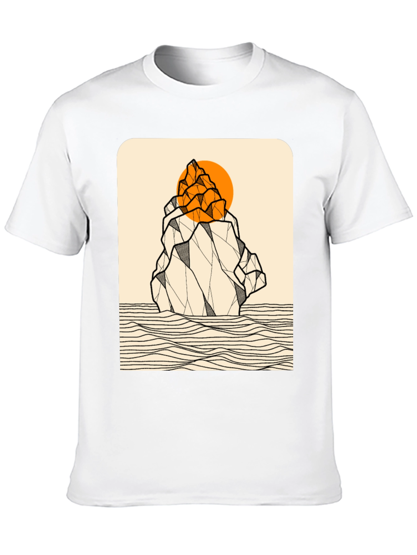 Geometric Mountain Graphic Tee - Black
