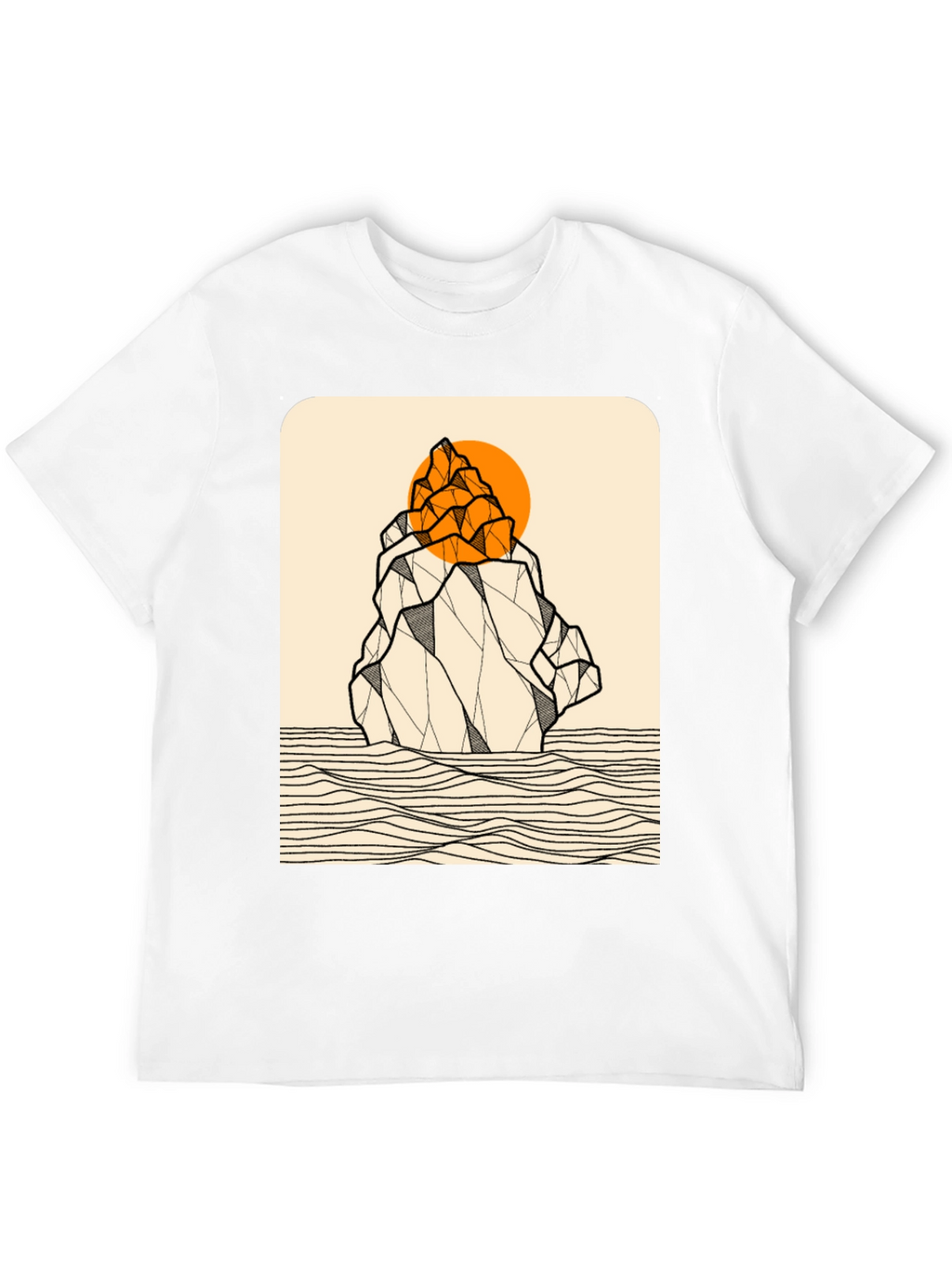 Geometric Mountain Graphic Tee - Black