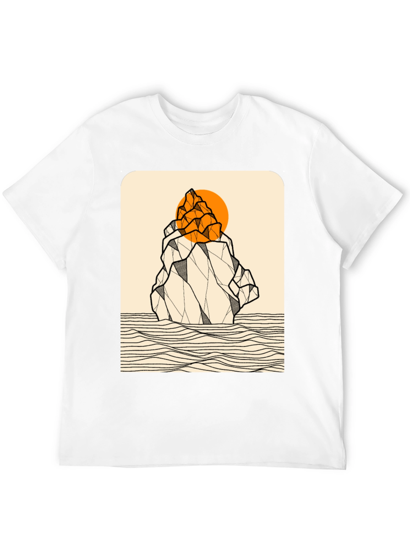 Geometric Mountain Graphic Tee - Black