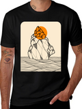 Geometric Mountain Graphic Tee - Black