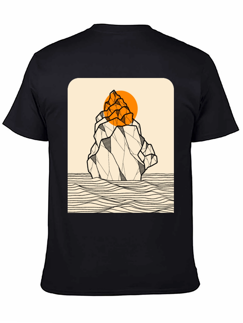 Geometric Mountain Graphic Tee - Black