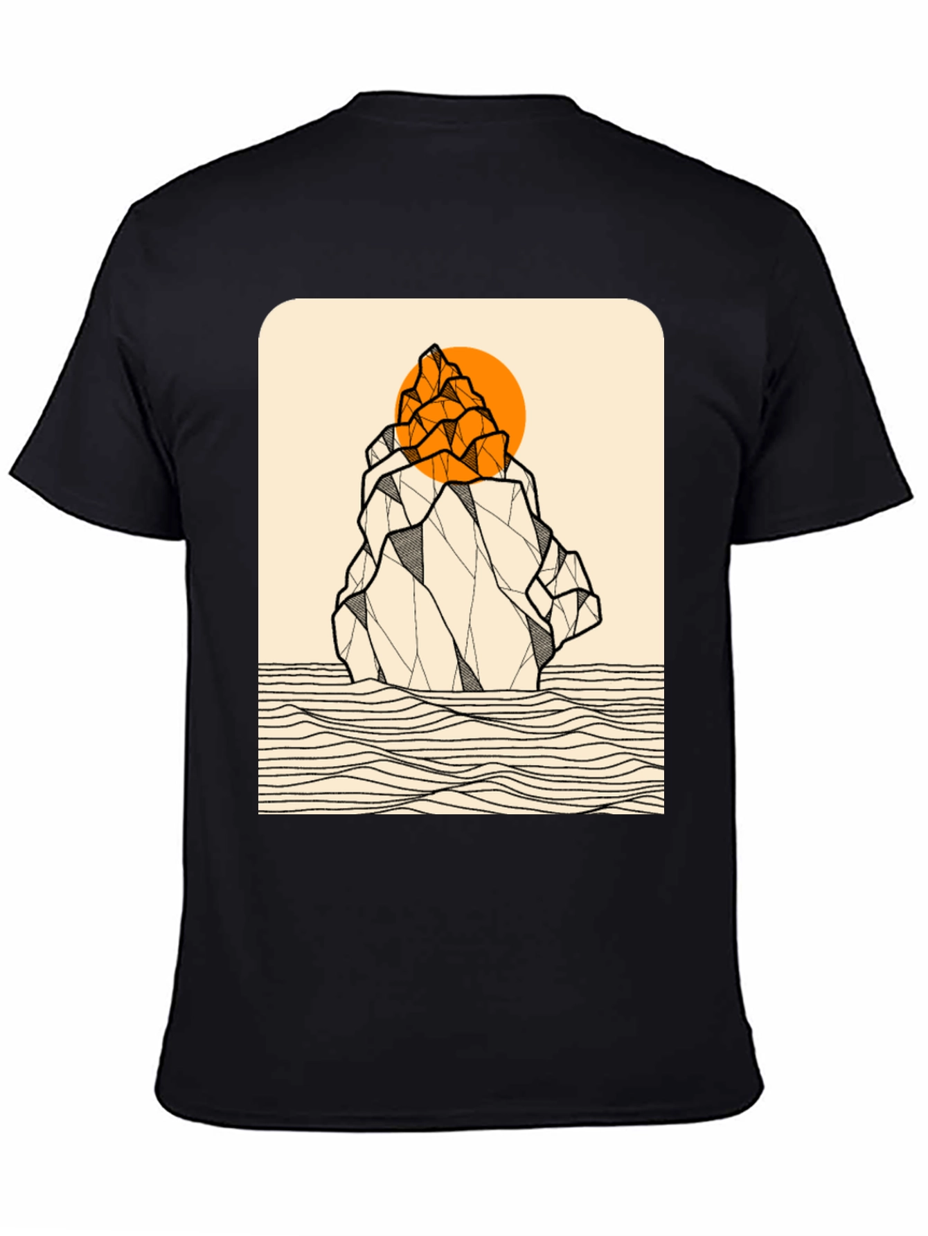 Geometric Mountain Graphic Tee - Black