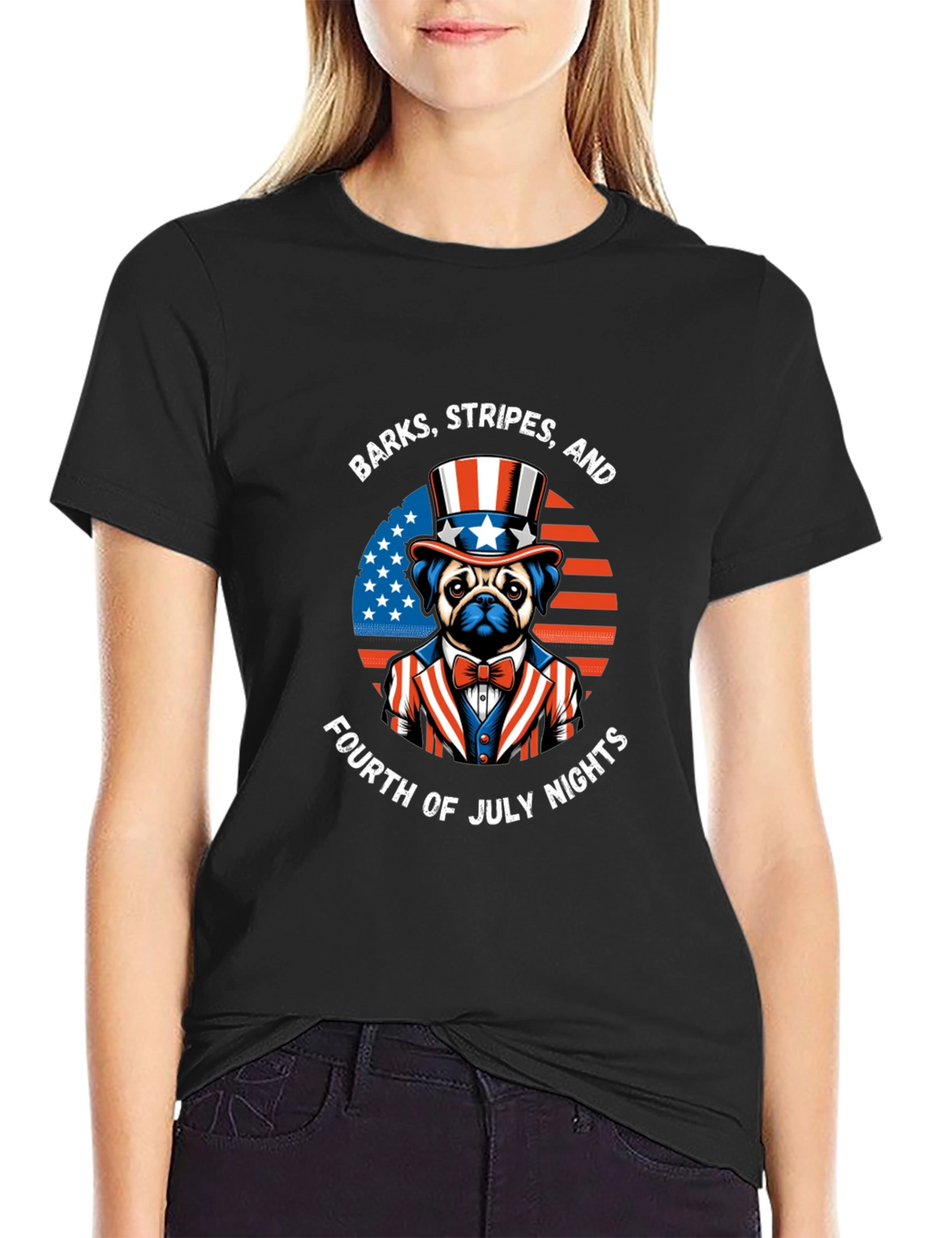 Patriotic Pug T-Shirt - 4th of July