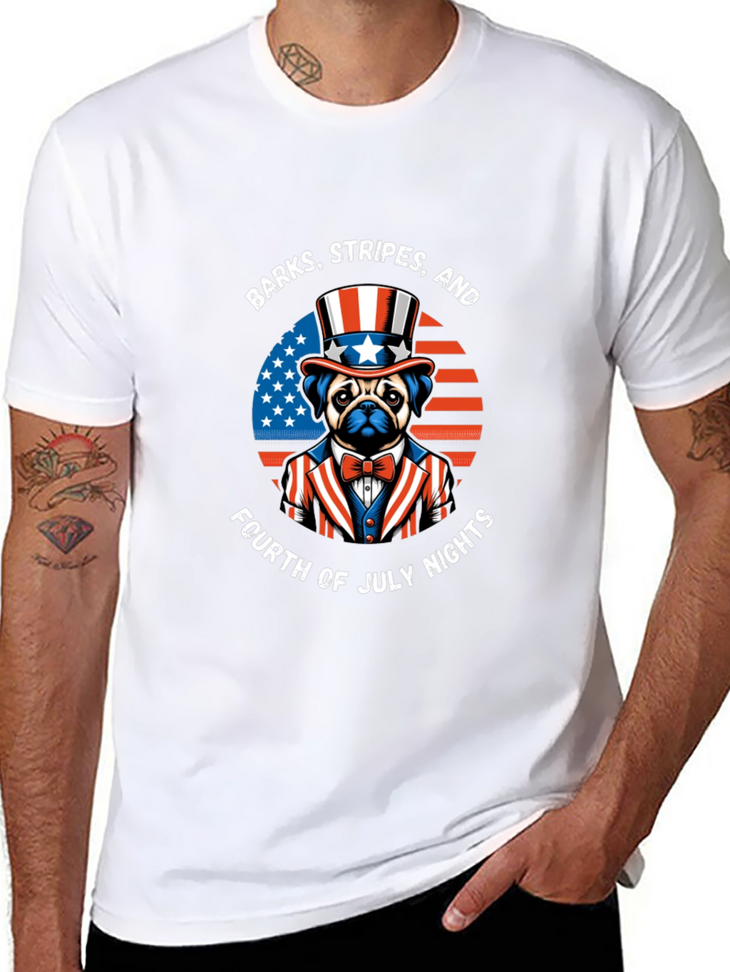 Patriotic Pug T-Shirt - 4th of July