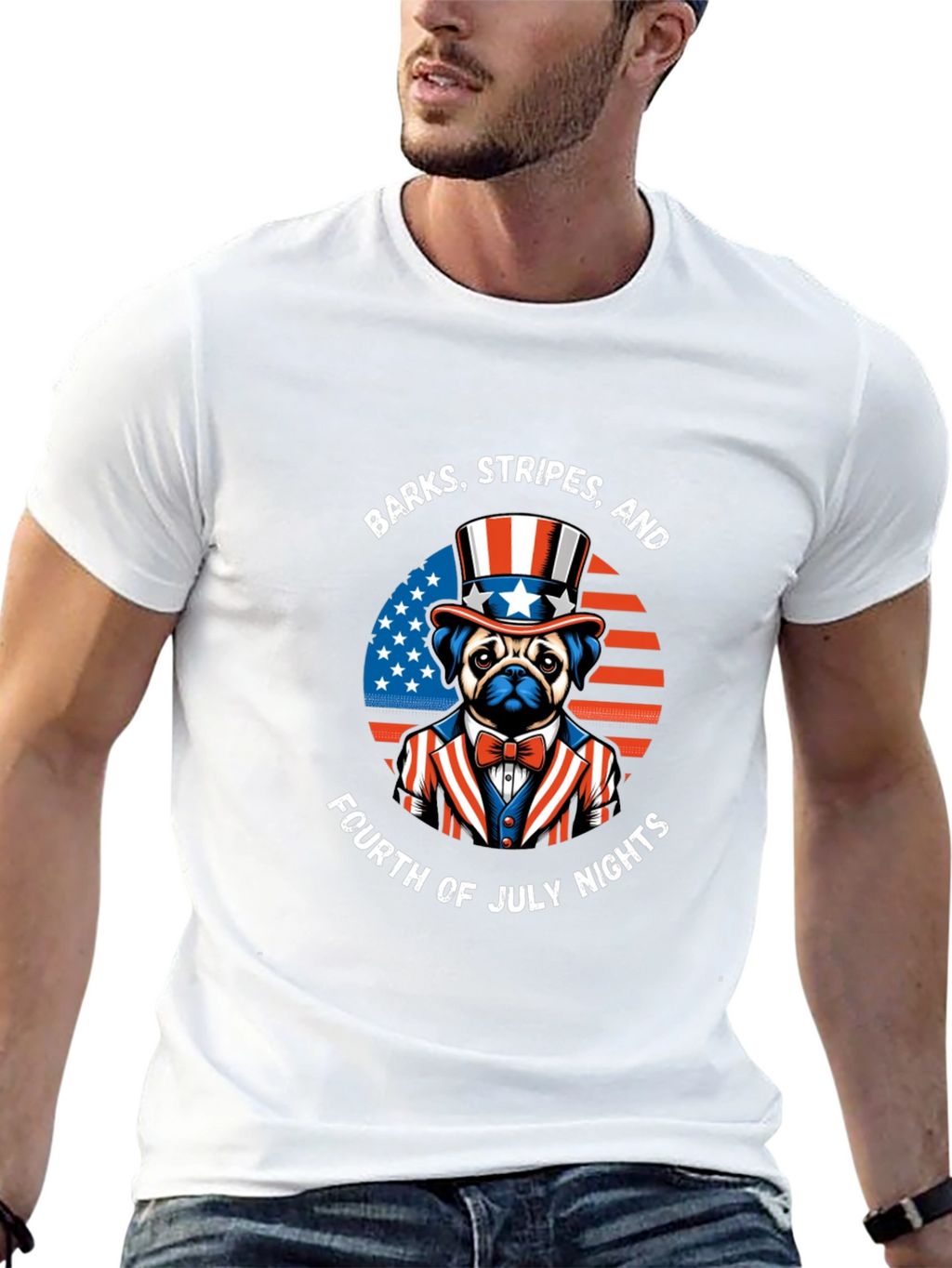 Patriotic Pug T-Shirt - 4th of July