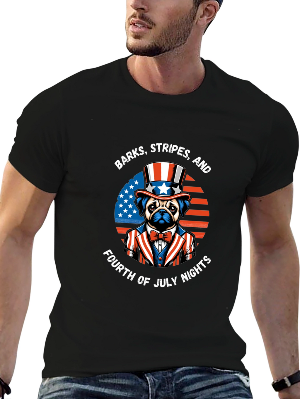 Patriotic Pug T-Shirt - 4th of July