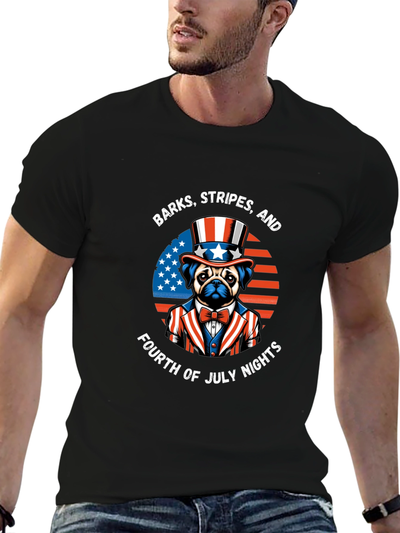 Patriotic Pug T-Shirt - 4th of July
