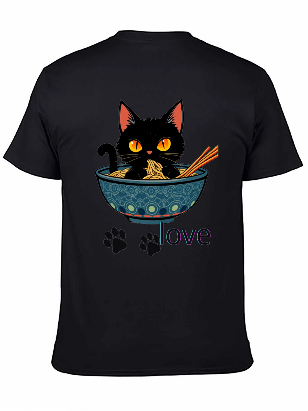 Black Cat Ramen Lover T-Shirt