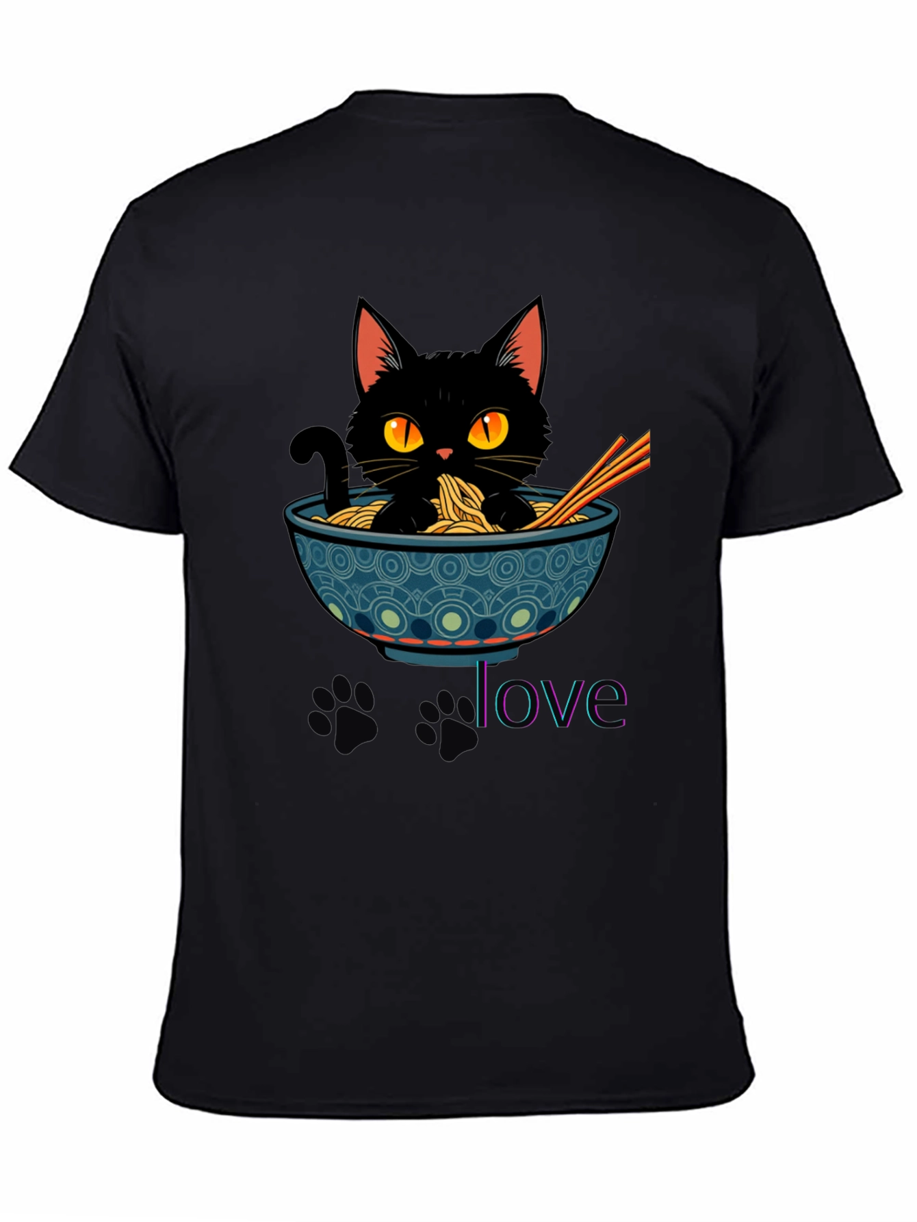 Black Cat Ramen Lover T-Shirt