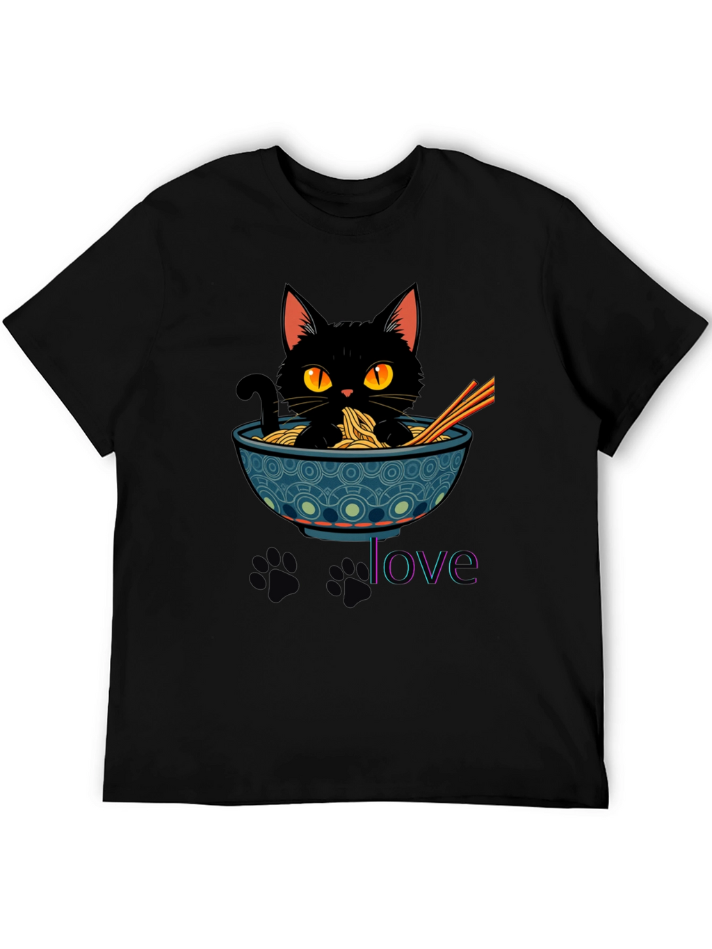 Black Cat Ramen Lover T-Shirt