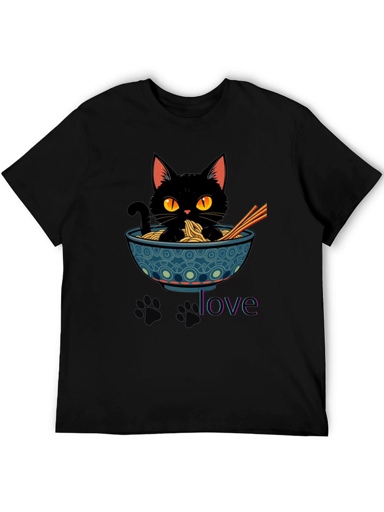 Black Cat Ramen Lover T-Shirt