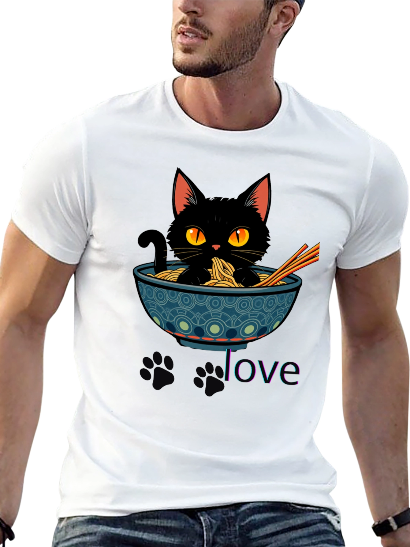 Black Cat Ramen Lover T-Shirt