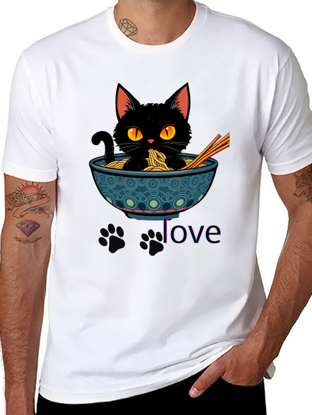 Black Cat Ramen Lover T-Shirt