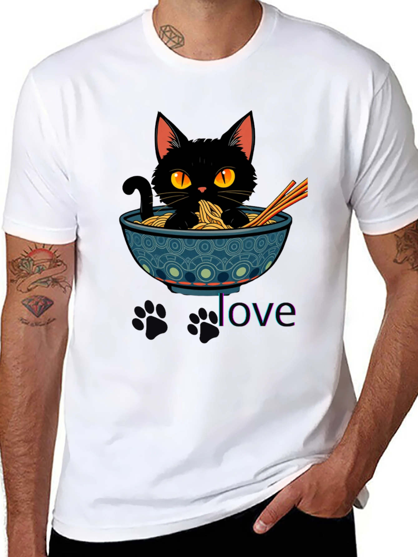 Black Cat Ramen Lover T-Shirt