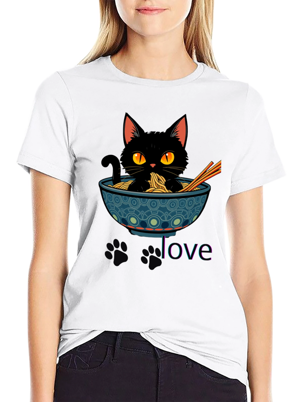 Black Cat Ramen Lover T-Shirt