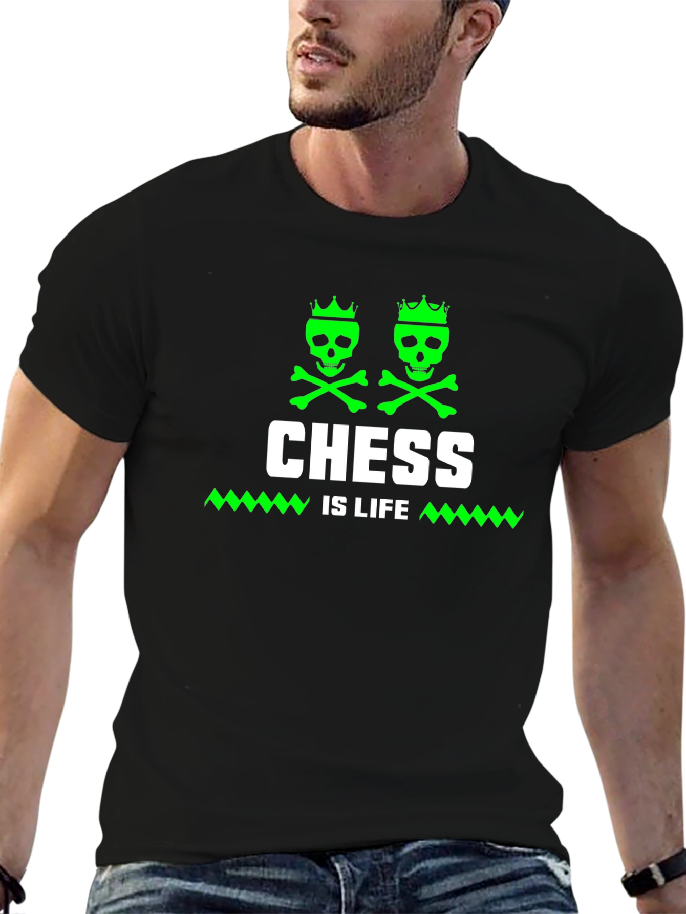 Chess Is Life T-Shirt - Skull Crown Design