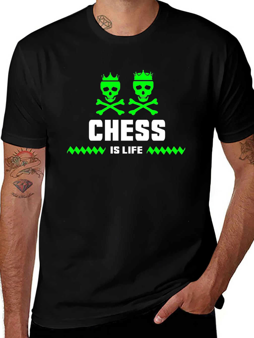 Chess Is Life T-Shirt - Skull Crown Design