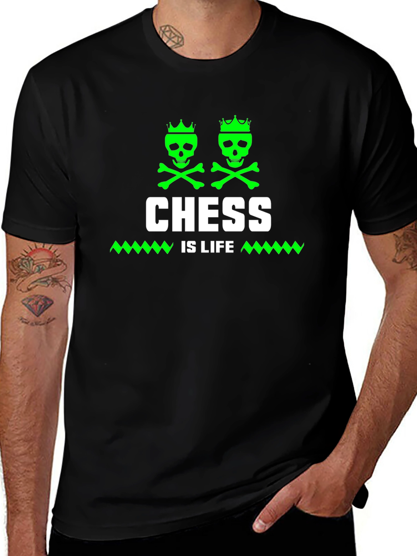 Chess Is Life T-Shirt - Skull Crown Design