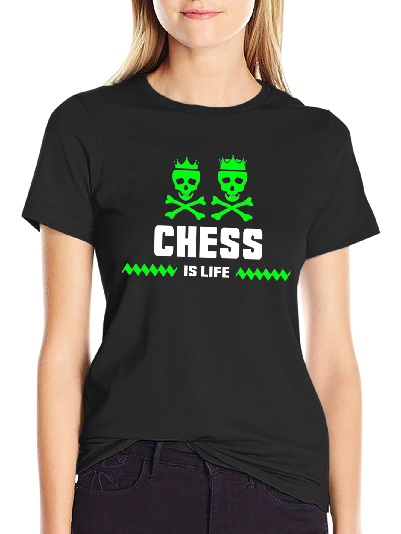 Chess Is Life T-Shirt - Skull Crown Design