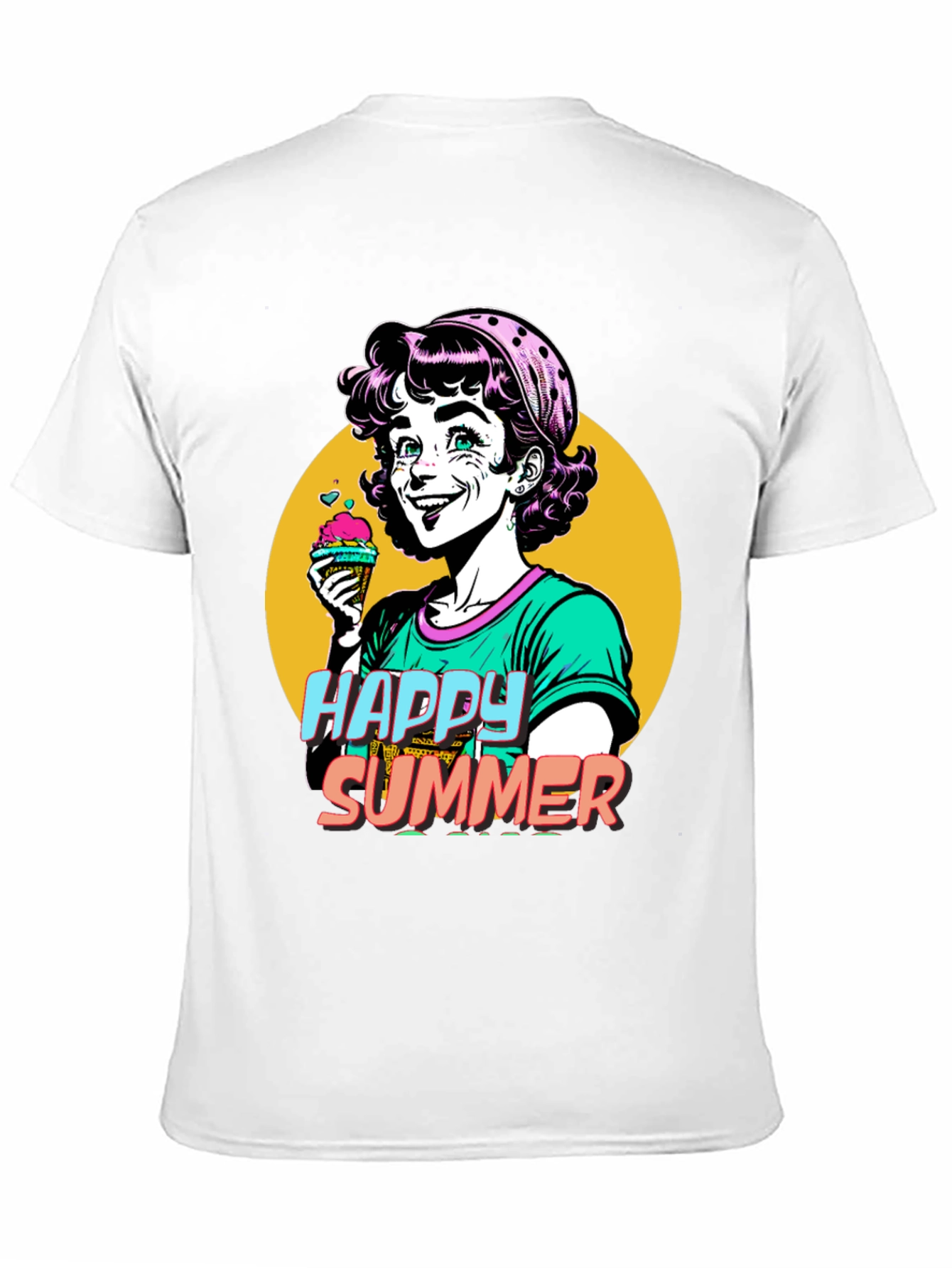 Happy Summer Graphic Tee - Fun Cartoon Design
