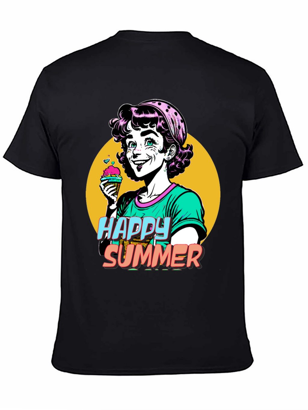 Happy Summer Graphic Tee - Fun Cartoon Design