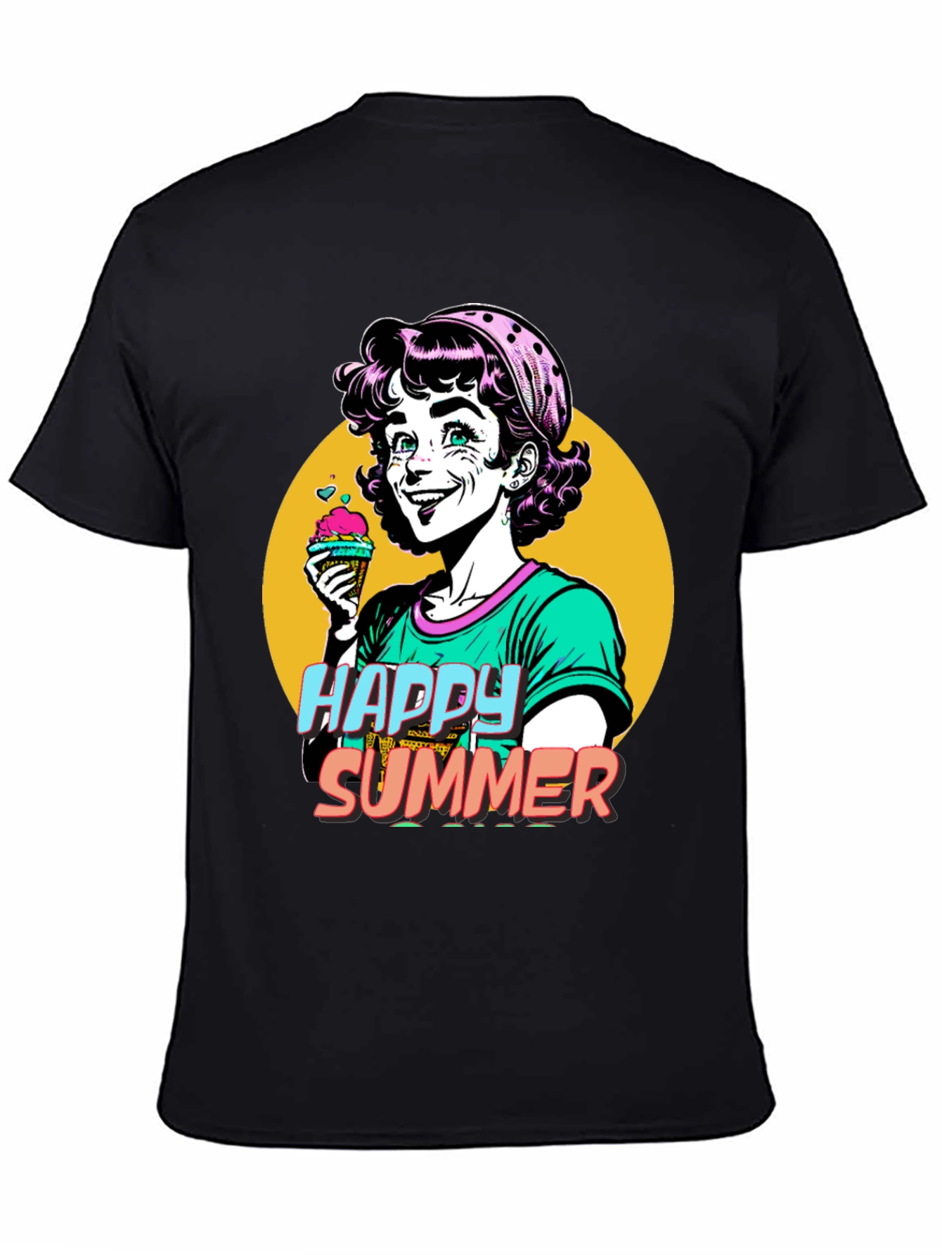 Happy Summer Graphic Tee - Fun Cartoon Design