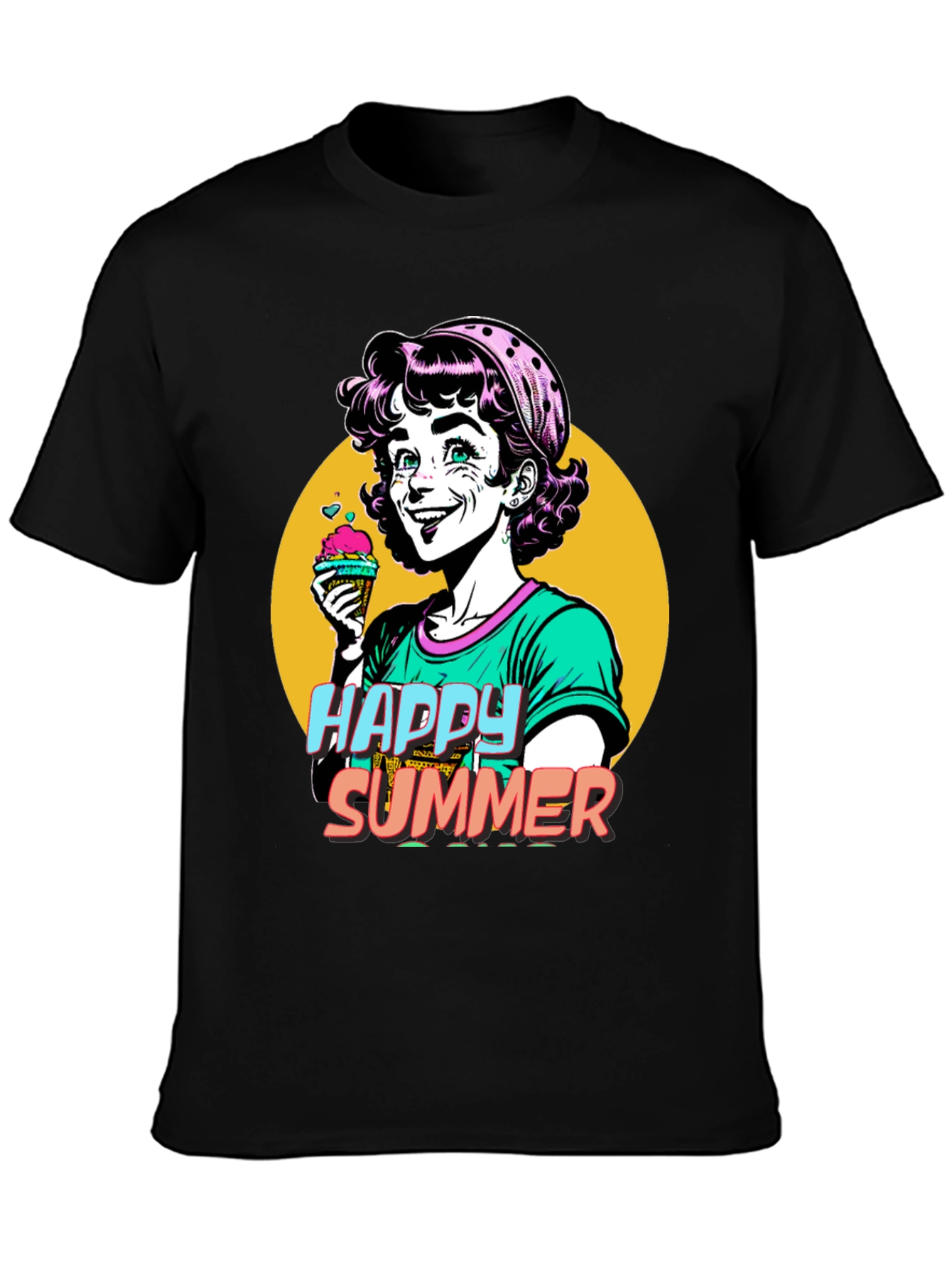 Happy Summer Graphic Tee - Fun Cartoon Design