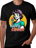 Happy Summer Graphic Tee - Fun Cartoon Design