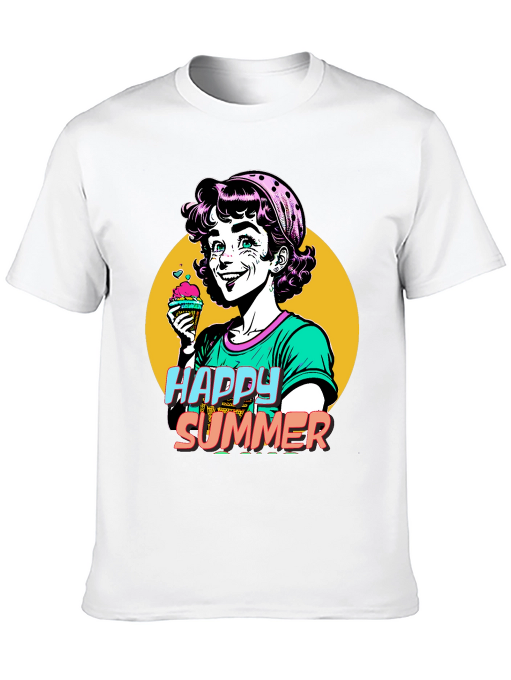Happy Summer Graphic Tee - Fun Cartoon Design