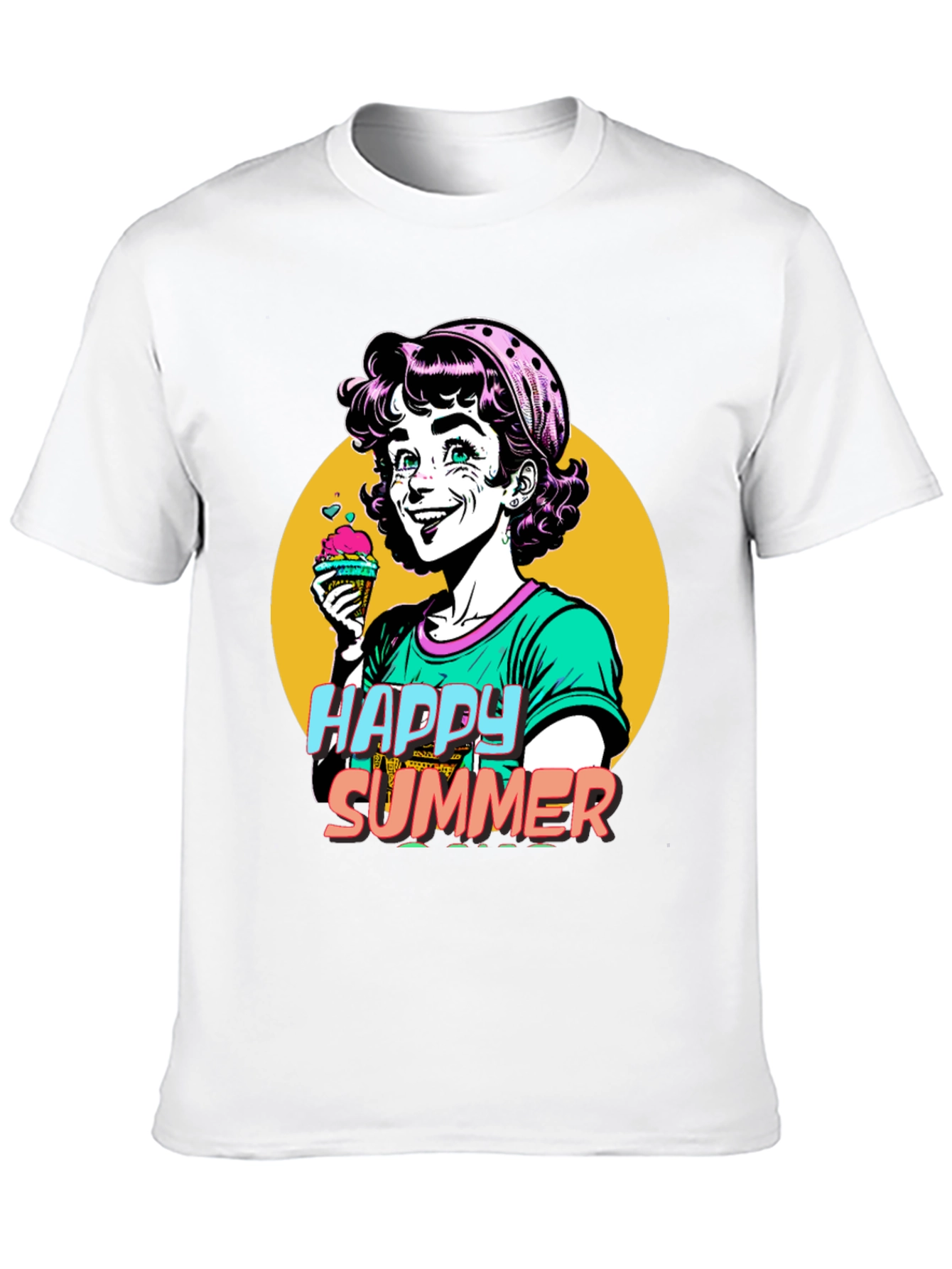 Happy Summer Graphic Tee - Fun Cartoon Design