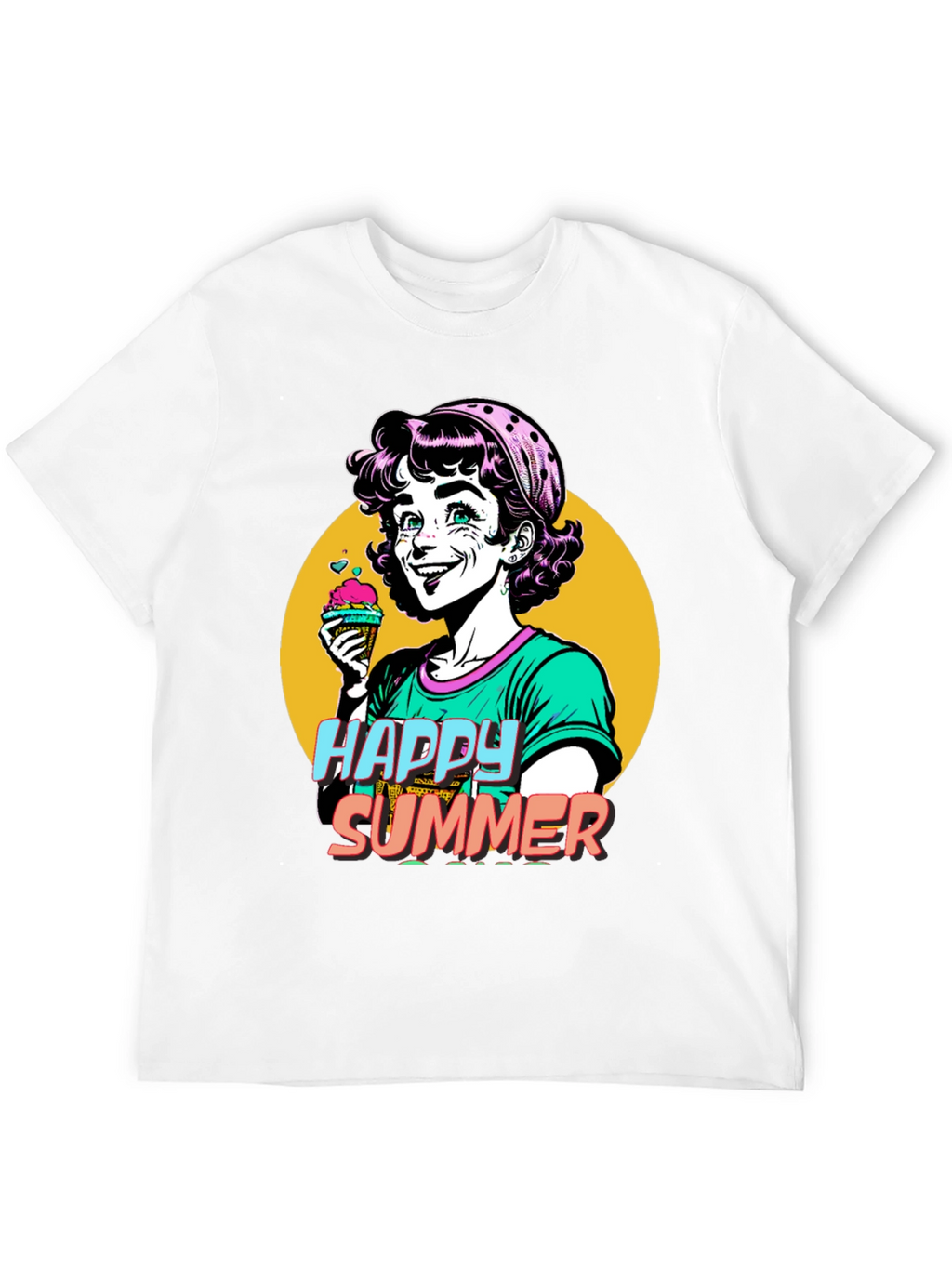 Happy Summer Graphic Tee - Fun Cartoon Design