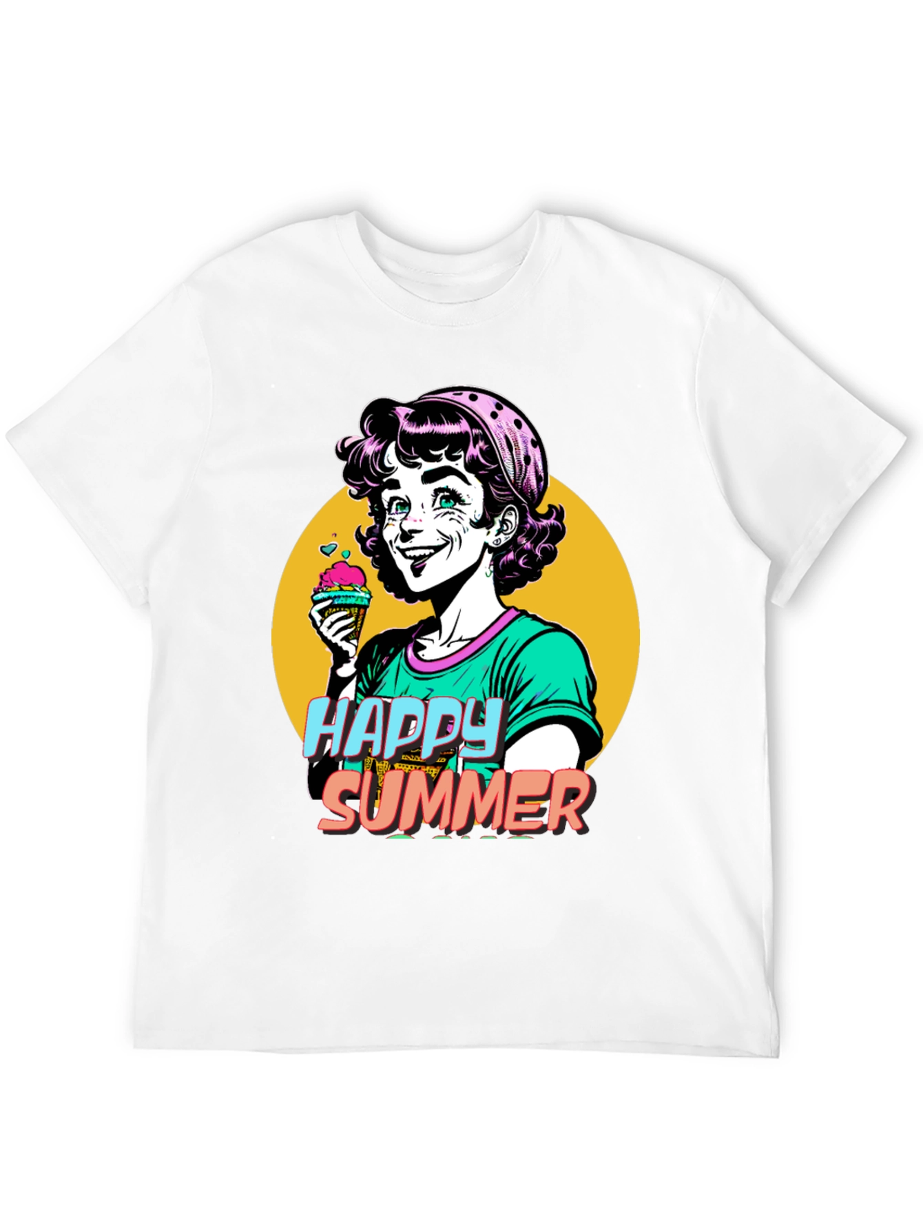Happy Summer Graphic Tee - Fun Cartoon Design