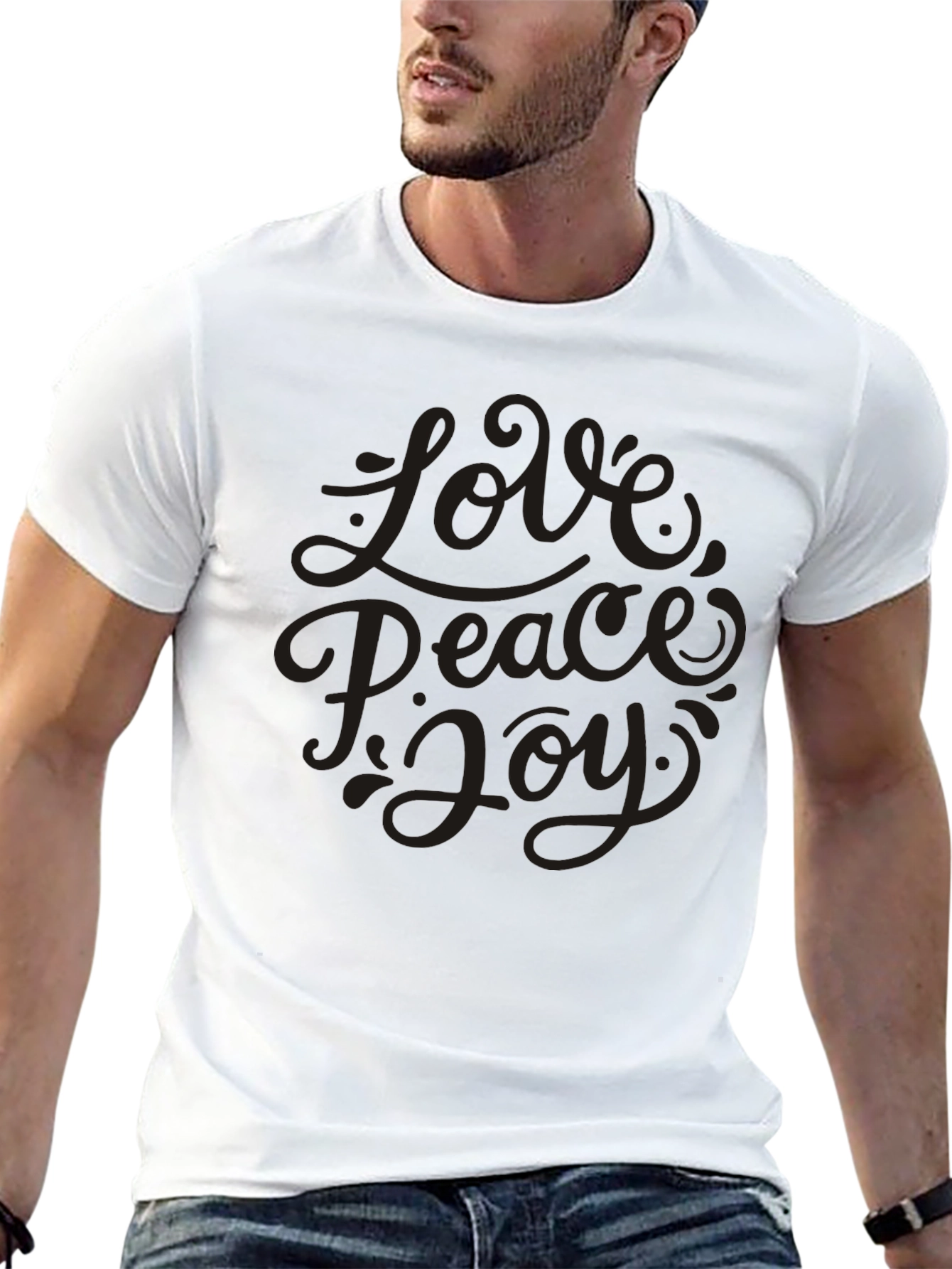 Love Peace Joy Graphic Black T-Shirt