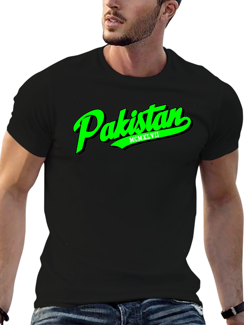 Pakistan T-Shirt - Green Text Graphic Tee