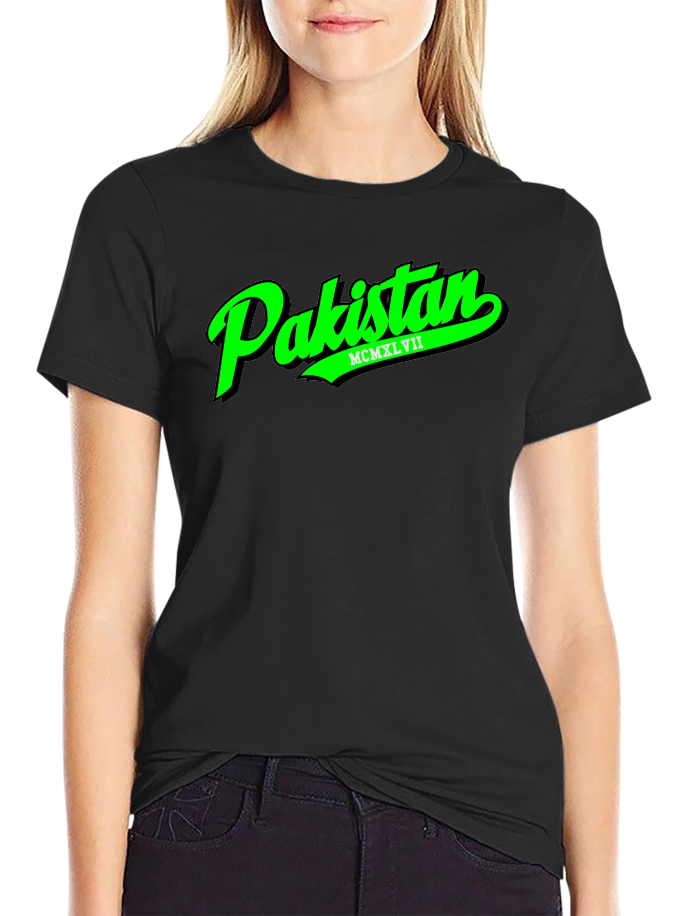 Pakistan T-Shirt - Green Text Graphic Tee