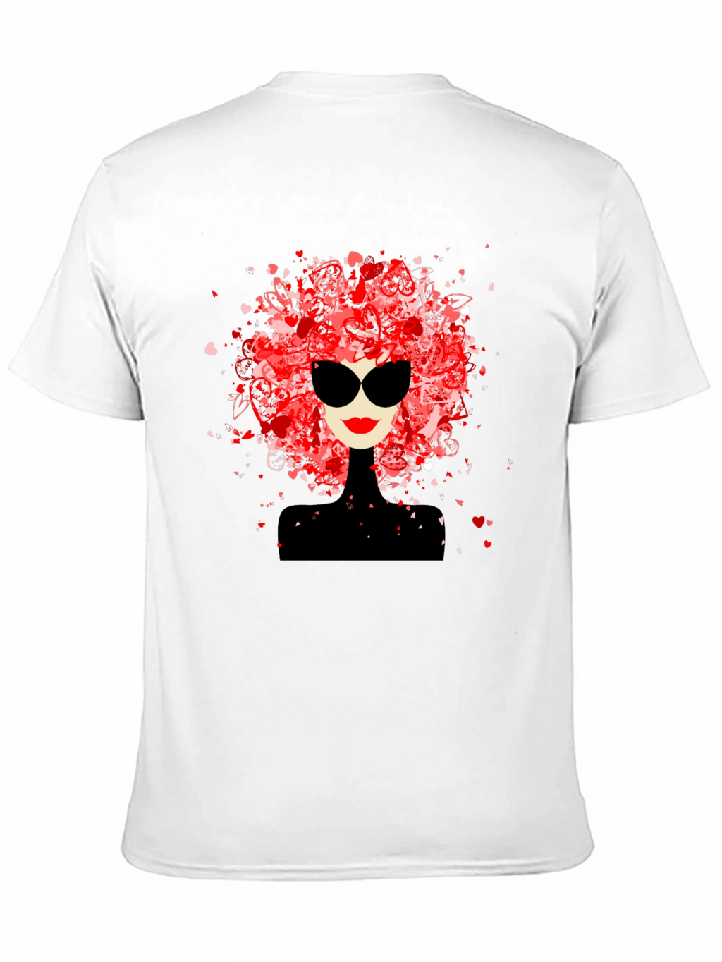 Stylish Woman Heart Hair Black Tee