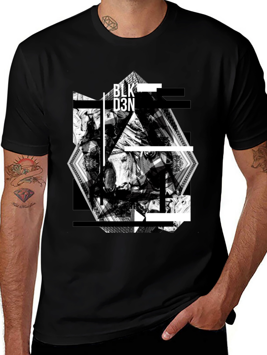 Abstract Graphic Print Black T-Shirt