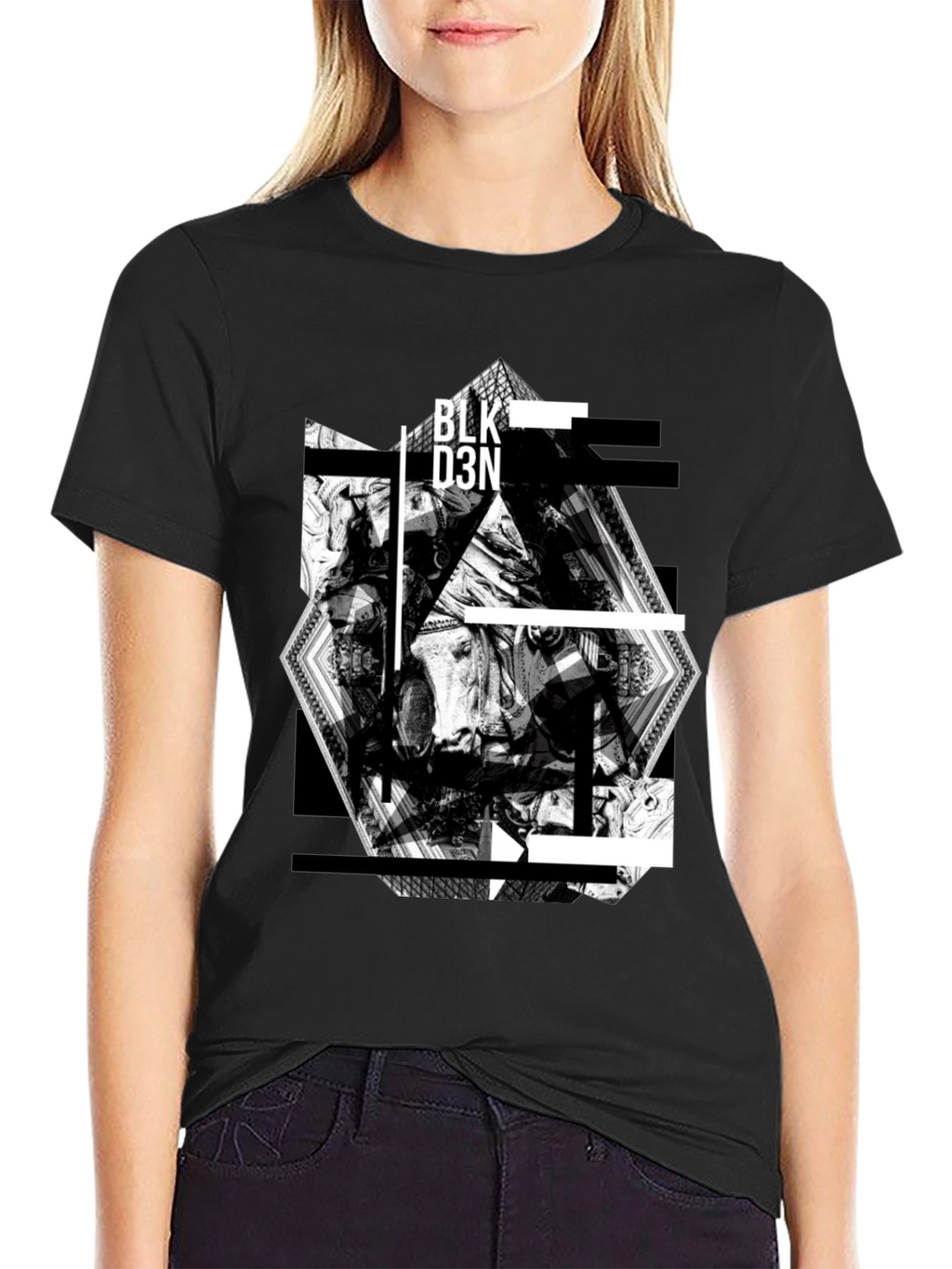 Abstract Graphic Print Black T-Shirt
