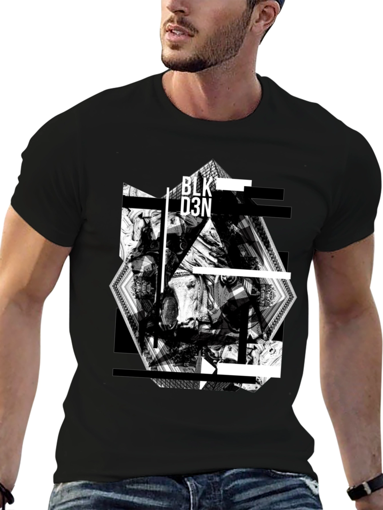Abstract Graphic Print Black T-Shirt