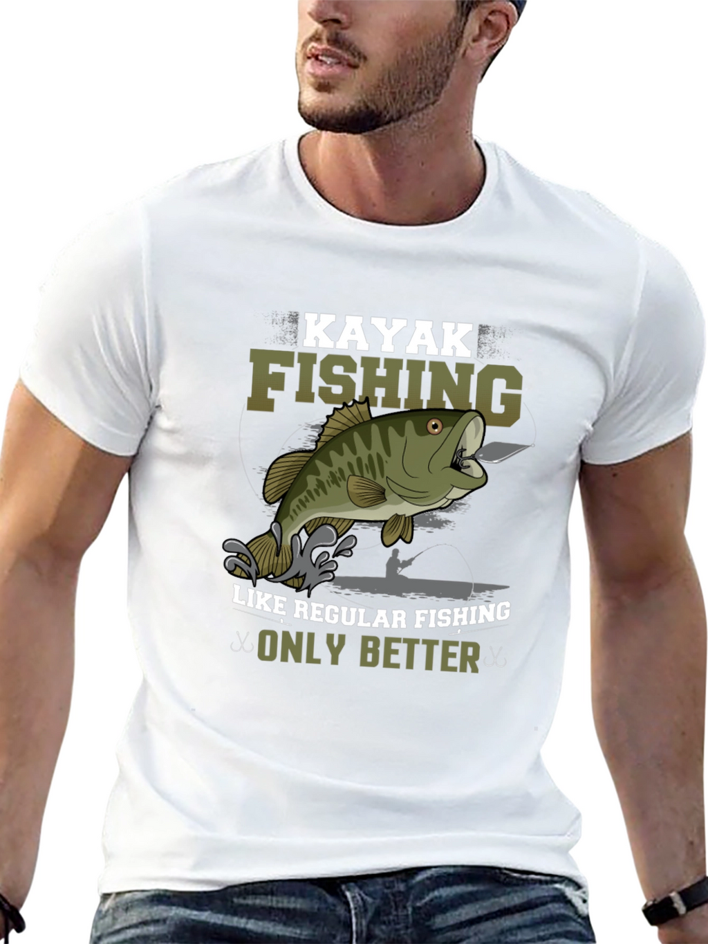Kayak Fishing Graphic Tee - Only Better Black T-Shirt