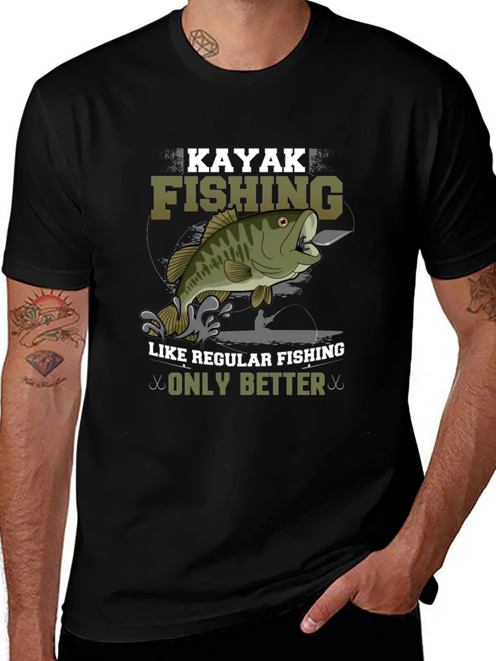 Kayak Fishing Graphic Tee - Only Better Black T-Shirt